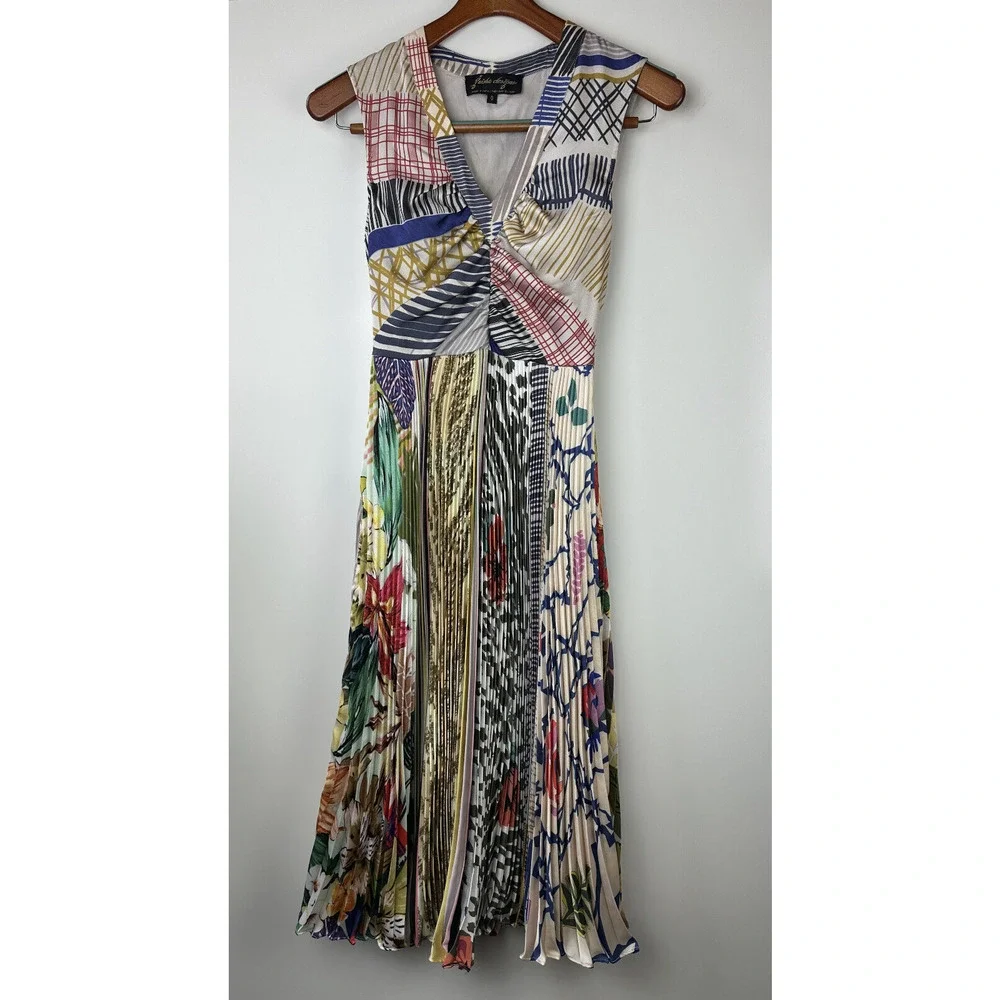 Anthropologie x Geisha Designs Jacinta Midi Dress Pleated Fit & Flare Size 0 - Picture 3 of 16